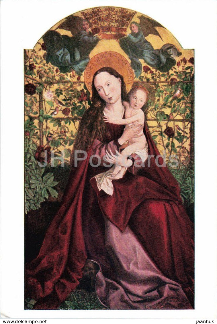 painting by Martin Schongauer - The Virgin at the Rose Bush - Madonna im Rosenhag - German art - France - unused - JH Postcards
