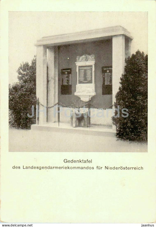 Gedenktafel des Landesgendarmeriekommandos fur Niederosterreich - memorial - old postcard - Austria - unused - JH Postcards