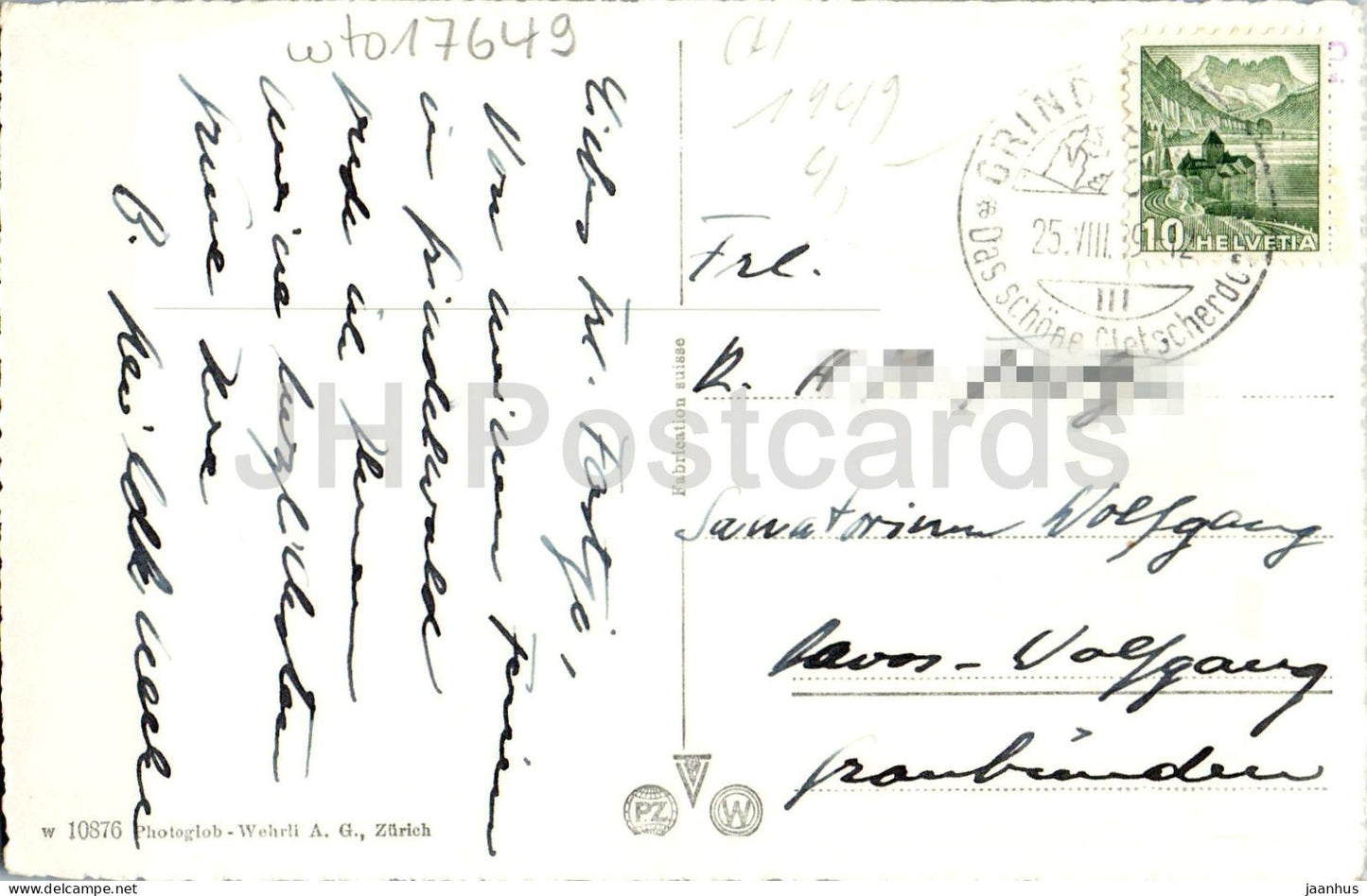 Eiger Nordwand Grindelwald - mountains - Alps - 10876 - old postcard - 1949 - Switzerland - used