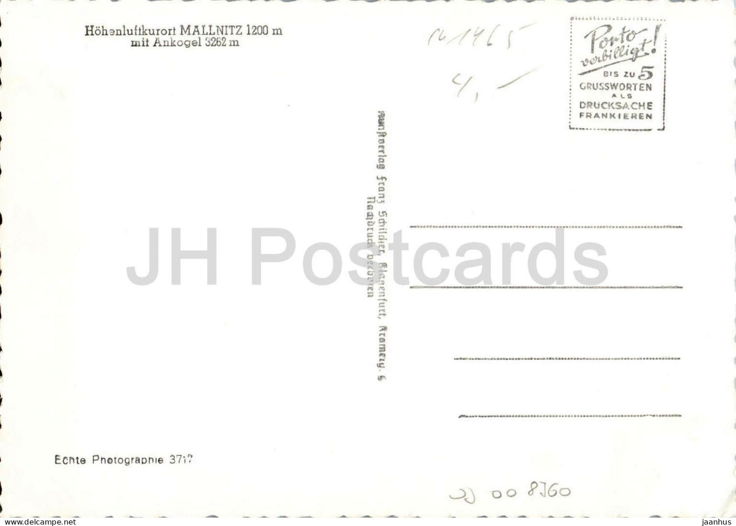 Hohenluftkurort Mallnitz 1200 m mit Ankogel 3262 m - Berge - Dorf - 3717 - alte Postkarte - Österreich - unbenutzt