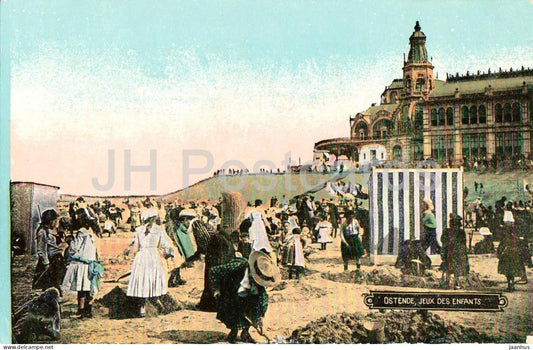 Ostende - Oostende - Jeux des Enfants - Children Playing on the Beach - old postcard - Belgium - used - JH Postcards