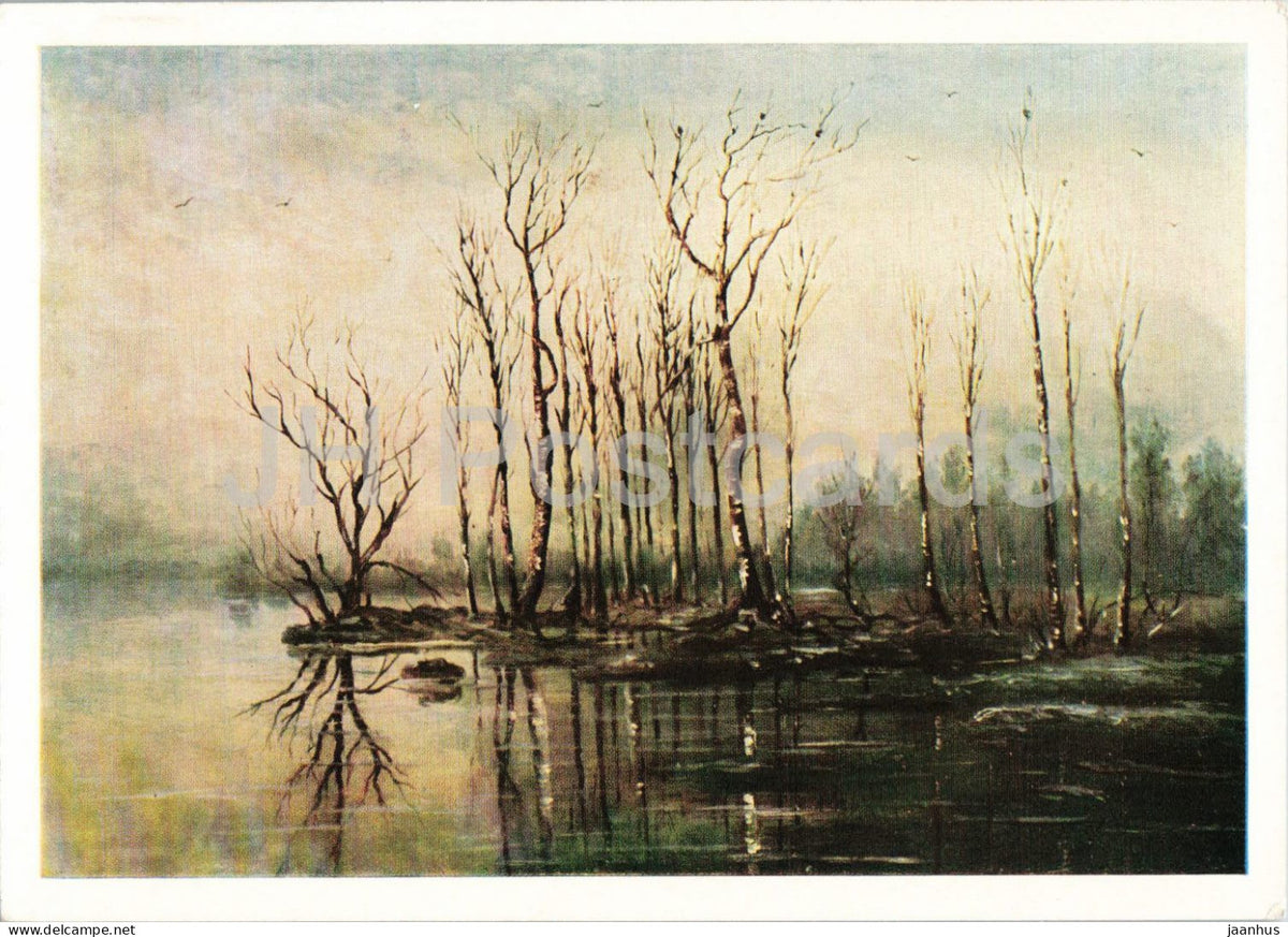 painting by Aleksey Savrasov - Early Spring - High Water - Russian art - 1968 - Russia USSR - unused - JH Postcards