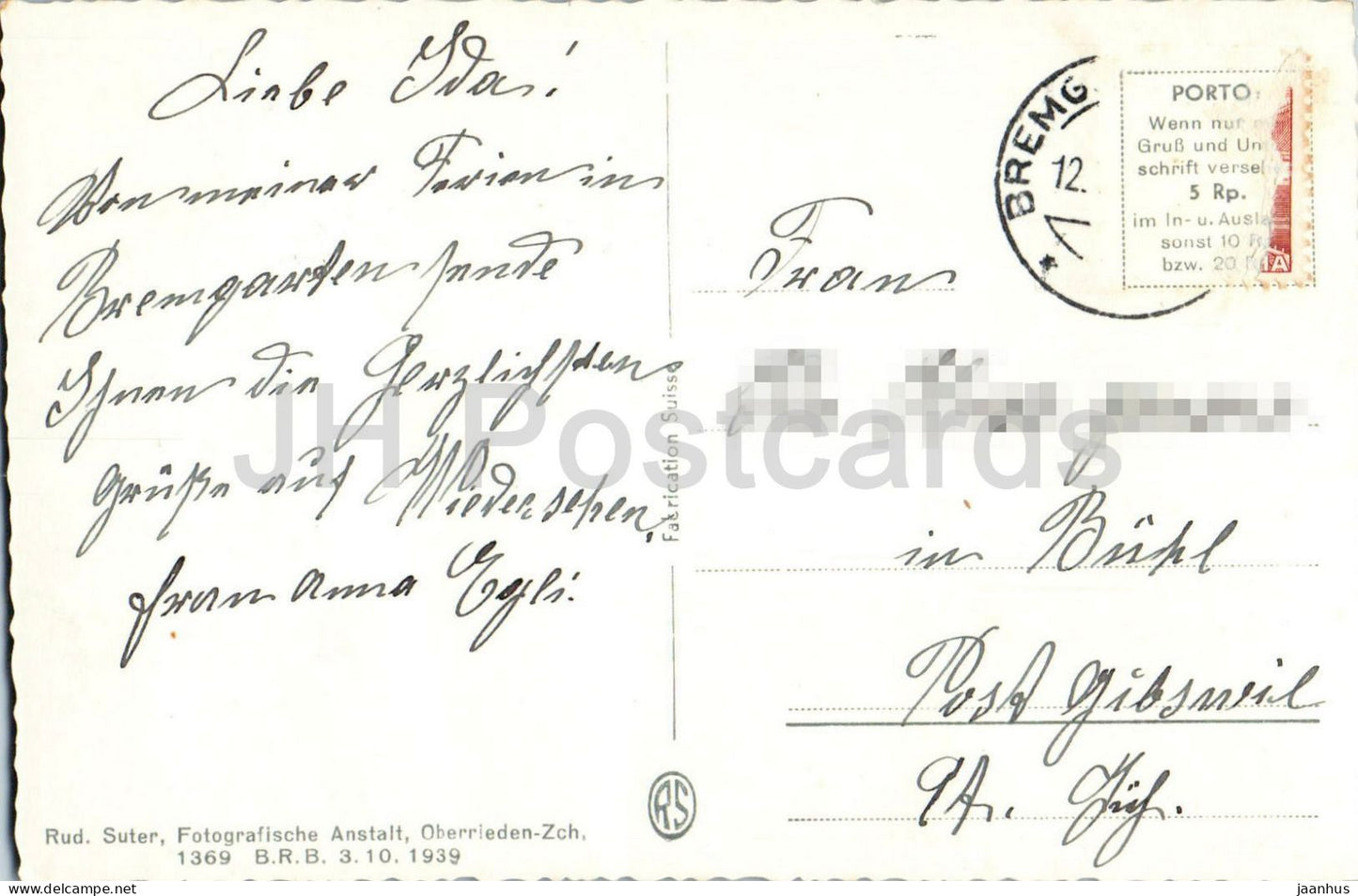 Bremgarten - Reussbrucke und Amthof - wooden bridge - river - town - tower - 449 - old postcard - Switzerland - used