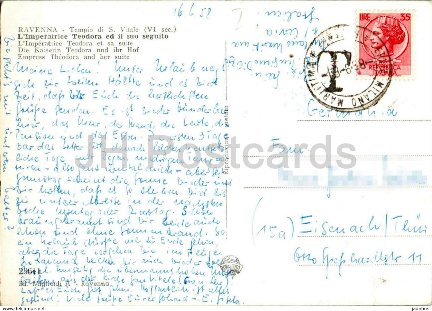 Ravenna - Tempio di S. Vitale - L’Imperatrice Teodora ed il suo seguito - suite - old postcard - 1958 - Italy - used
