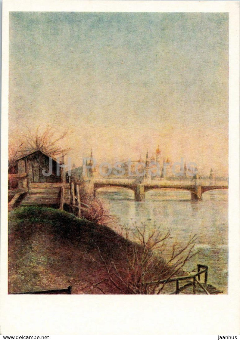 painting by Aleksey Savrasov - View of the Kremlin - Spring - Russian art - 1962 - Russia USSR - unused - JH Postcards