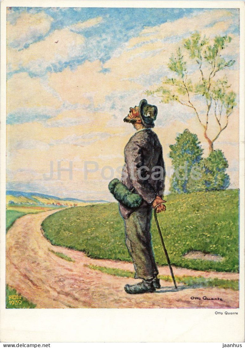 painting by Otto Quante - The Lark - Die Lerche - German art - old postcard - 1939 - Germany - used - JH Postcards