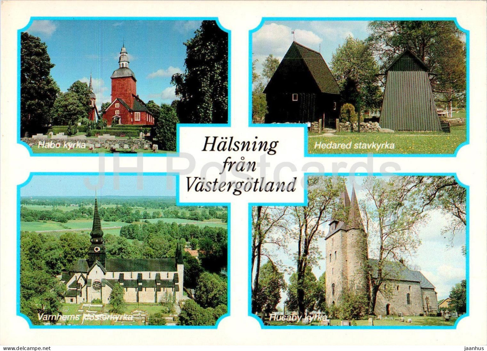 Kyrkor i Vastergotland - Habo kyrka - Husaby kyrka - church - multiview - 228 - Sweden - unused - JH Postcards