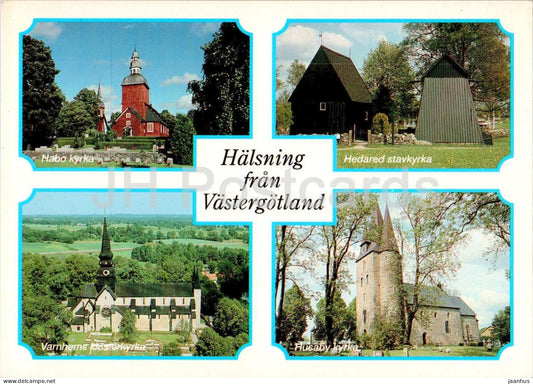 Kyrkor i Vastergotland - Habo kyrka - Husaby kyrka - church - multiview - 228 - Sweden - unused - JH Postcards