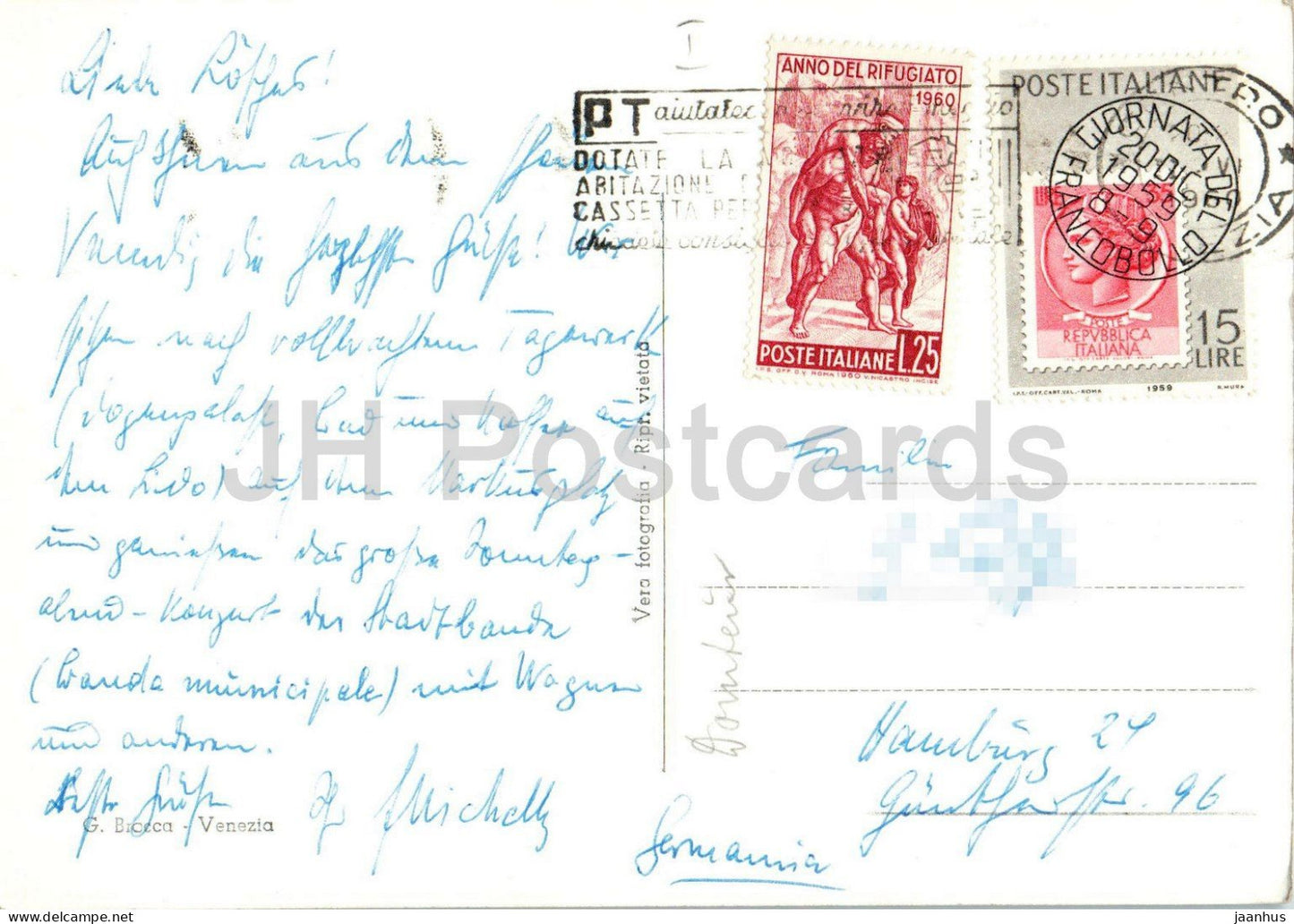 Venezia - Piazzetta S. Marco - Venedig - Markusplatz - Basilika - Palast 19 - alte Postkarte - 1959 - Italien - gebraucht