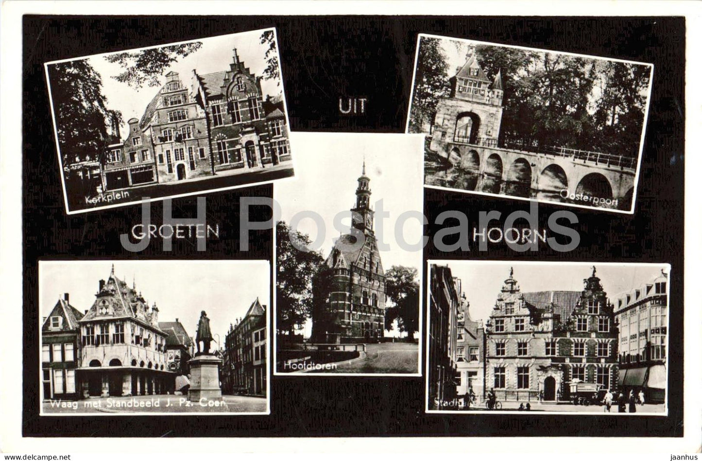 Groeten uit Hoorn - Greetings - town gate - multiview - old postcard - 1957 - Netherlands - used - JH Postcards