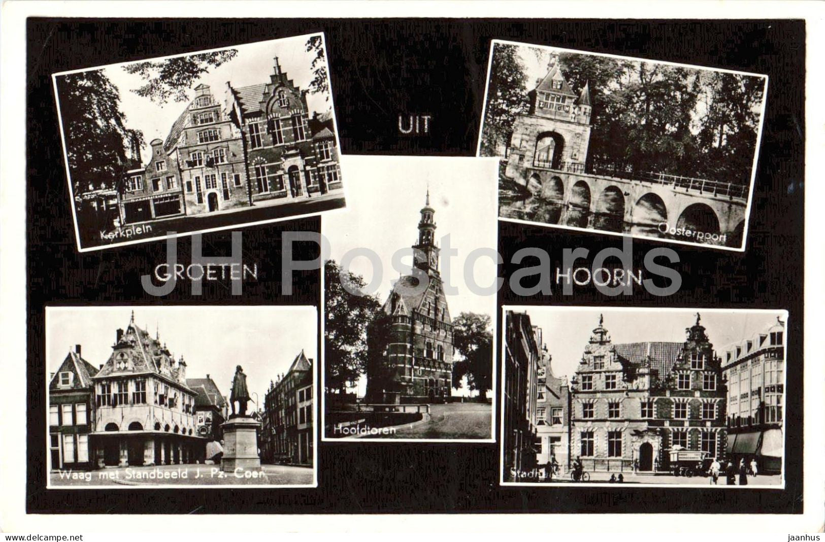 Groeten uit Hoorn - Greetings - town gate - multiview - old postcard - 1957 - Netherlands - used - JH Postcards