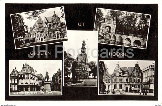Groeten uit Hoorn - Greetings - town gate - multiview - old postcard - 1957 - Netherlands - used - JH Postcards