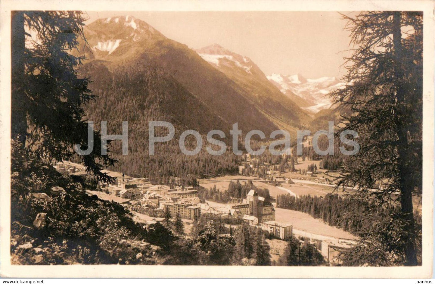 Pontresina mit Rosegtal - 1082 - old postcard - 1927 - Switzerland - used - JH Postcards