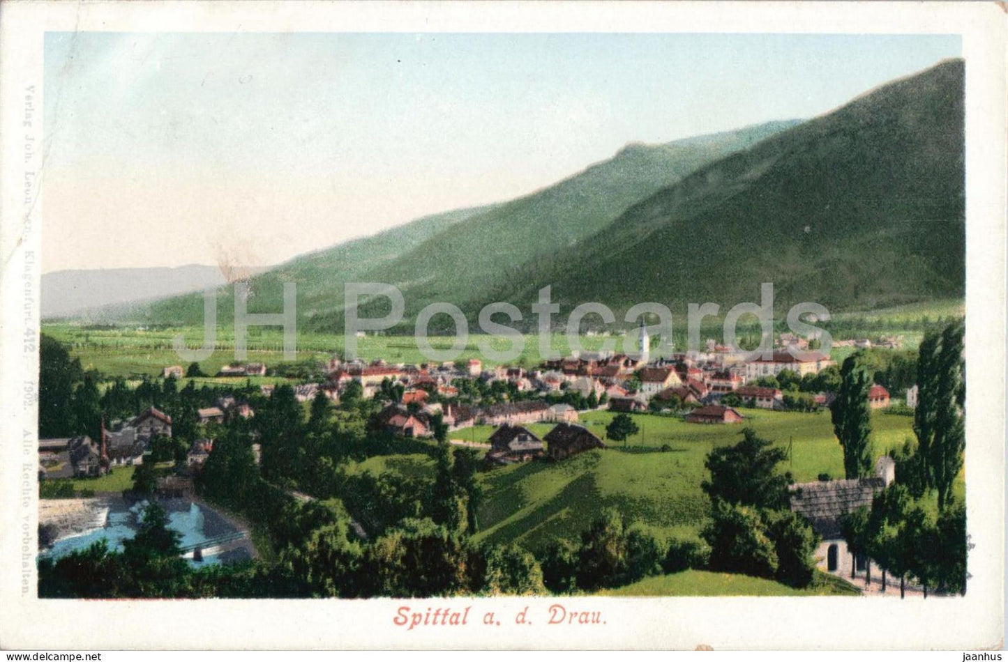 Spittal a. d. Drau - Town view - panorama - old postcard - 1910s - Austria - unused - JH Postcards