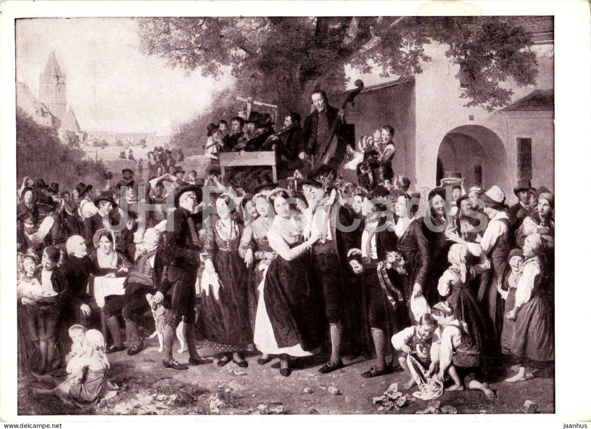 painting by Ferdinand Waldmuller - Austrian Peasant Wedding - Osterreichische Bauernhochzeit - 1969 - Germany DDR - used - JH Postcards