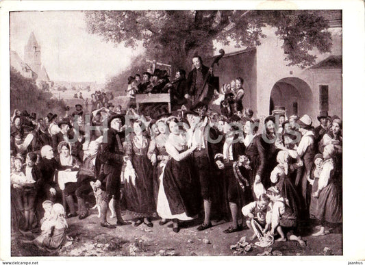 painting by Ferdinand Waldmuller - Austrian Peasant Wedding - Osterreichische Bauernhochzeit - 1969 - Germany DDR - used - JH Postcards