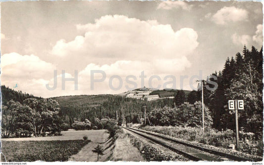 Land um den Schwartenberg - railway landscape hills forest - old postcard - 1963 - Germany DDR - used - JH Postcards