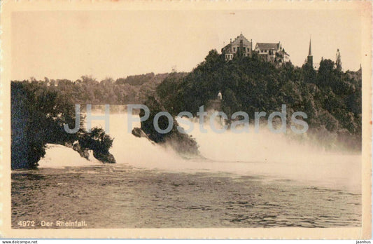 Der Rheinfall - waterfall - river - castle - nature - 4972 - old postcard - 1919 - Switzerland - used - JH Postcards