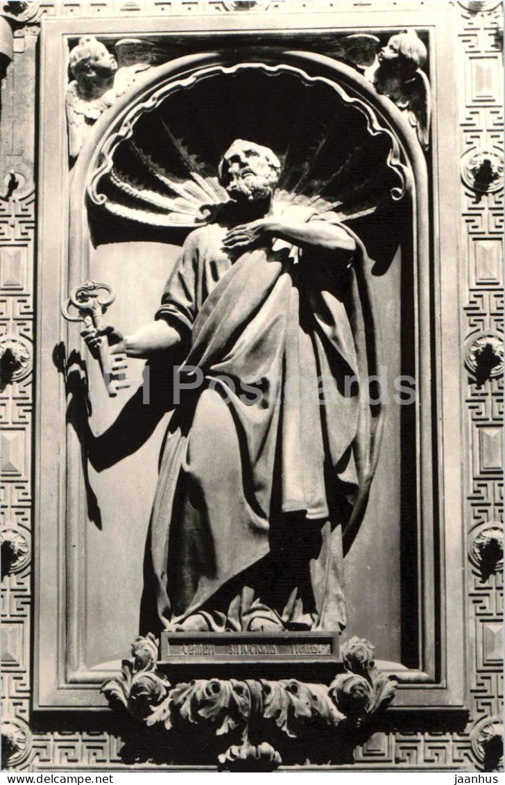 Leningrad - Petersburg Saint Isaacs Cathedral - Apostle Peter sculpture on western doors - 1975 - Russia - USSR - unused - JH Postcards