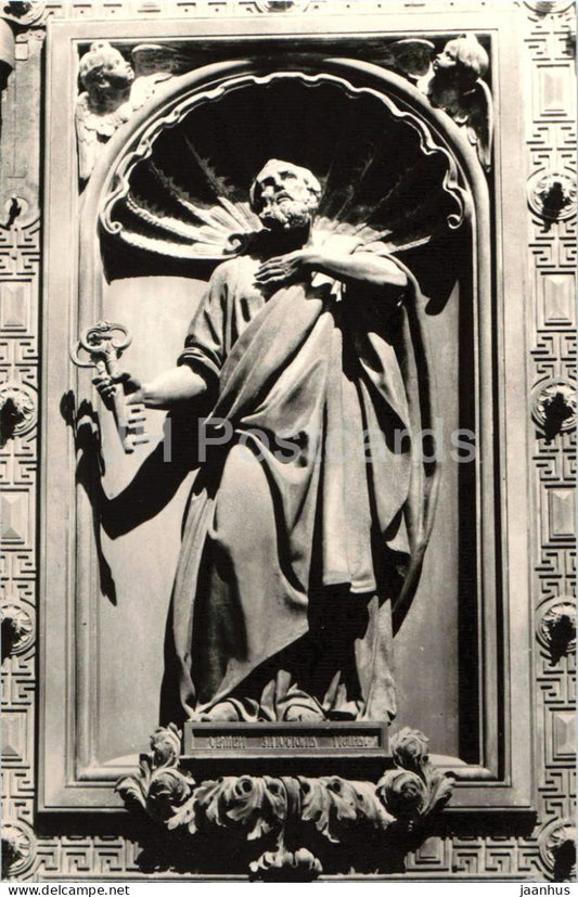 Leningrad - Petersburg Saint Isaacs Cathedral - Apostle Peter sculpture on western doors - 1975 - Russia - USSR - unused - JH Postcards