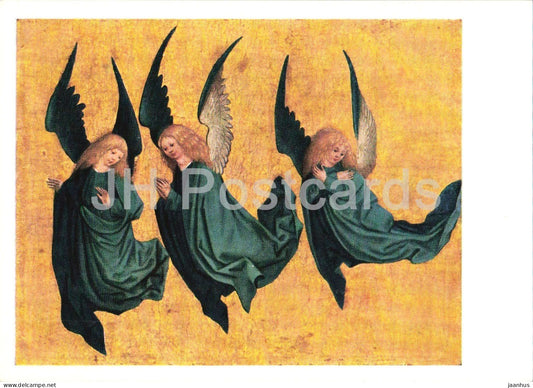 painting by Master of the Housebook - Three Hovering Angels - Drei schwebende Engel - German art - Switzerland - used - JH Postcards