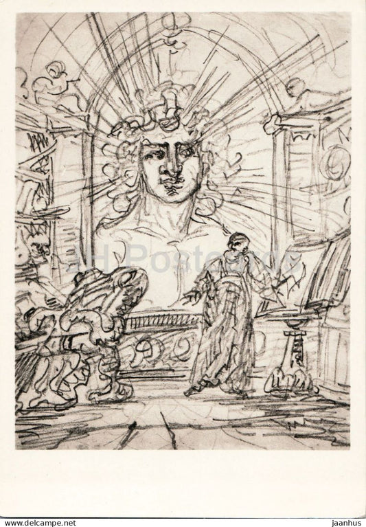 drawing by Goethe - Earth Spirit scene from Faust - Erdgeistszene aus dem Faust - German art - Germany - unused - JH Postcards