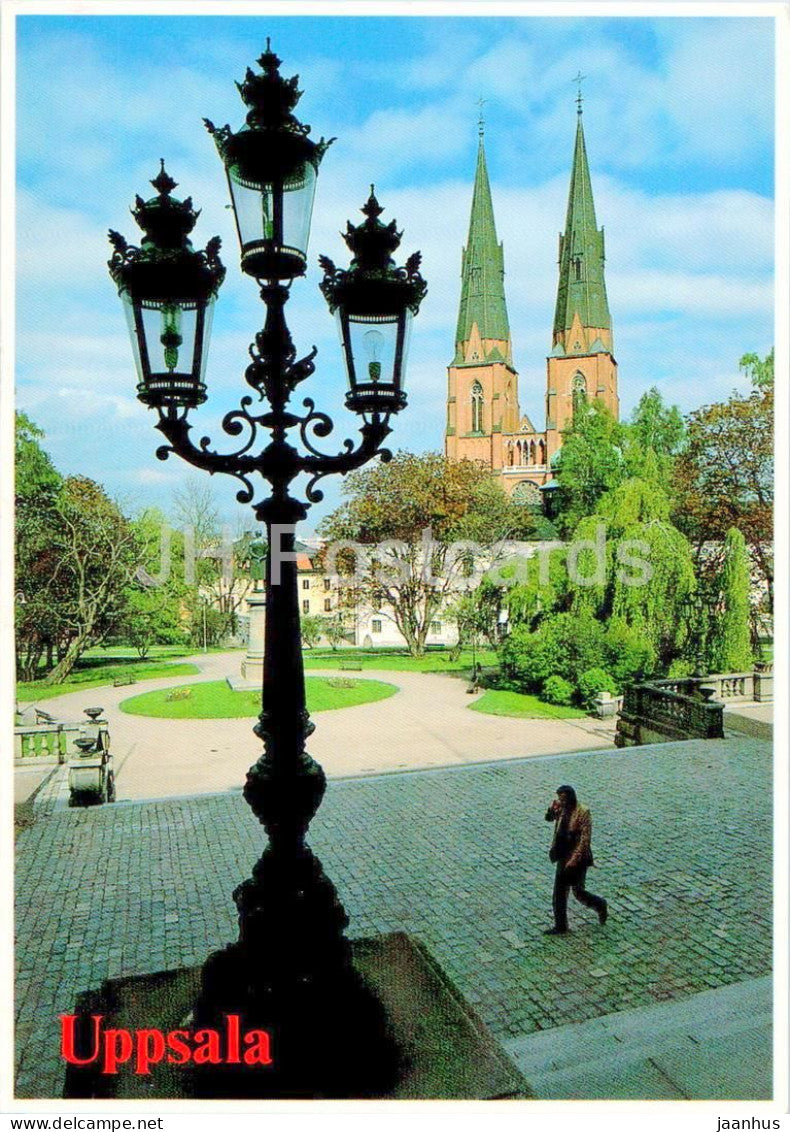 Uppsala - View from entrance of the University Building - cathedral - 7029 - 1995 - Sweden - used - JH Postcards