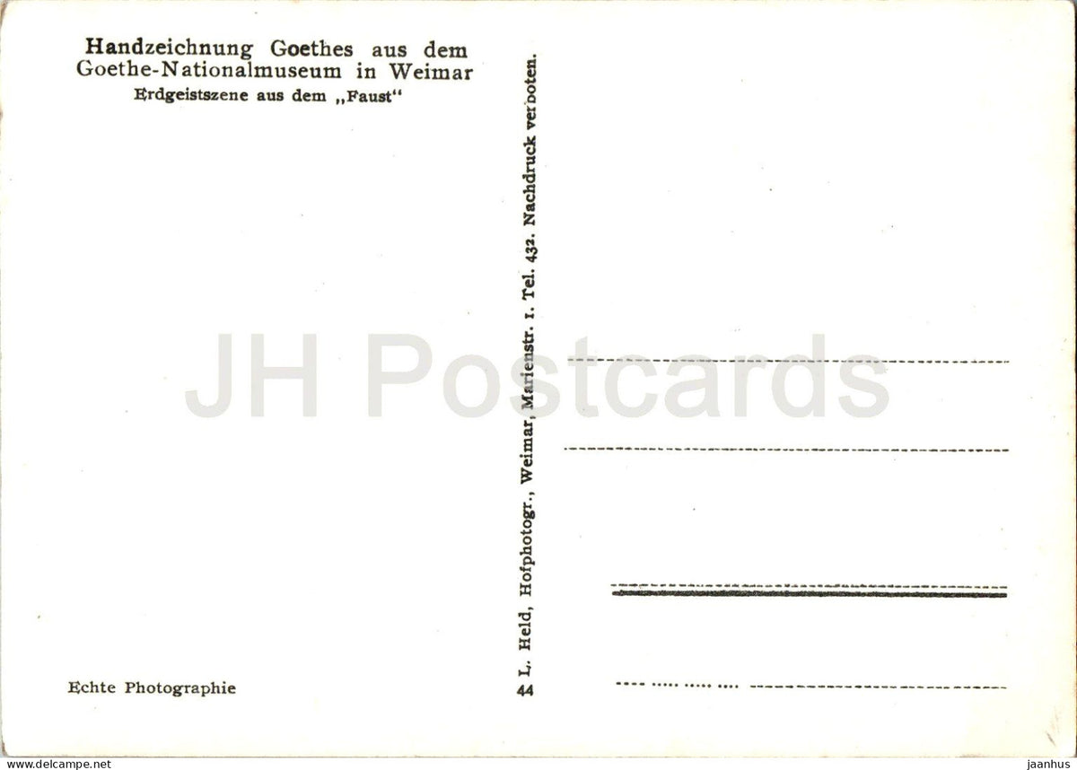 drawing by Goethe - Earth Spirit scene from Faust - Erdgeistszene aus dem Faust - German art - Germany - unused