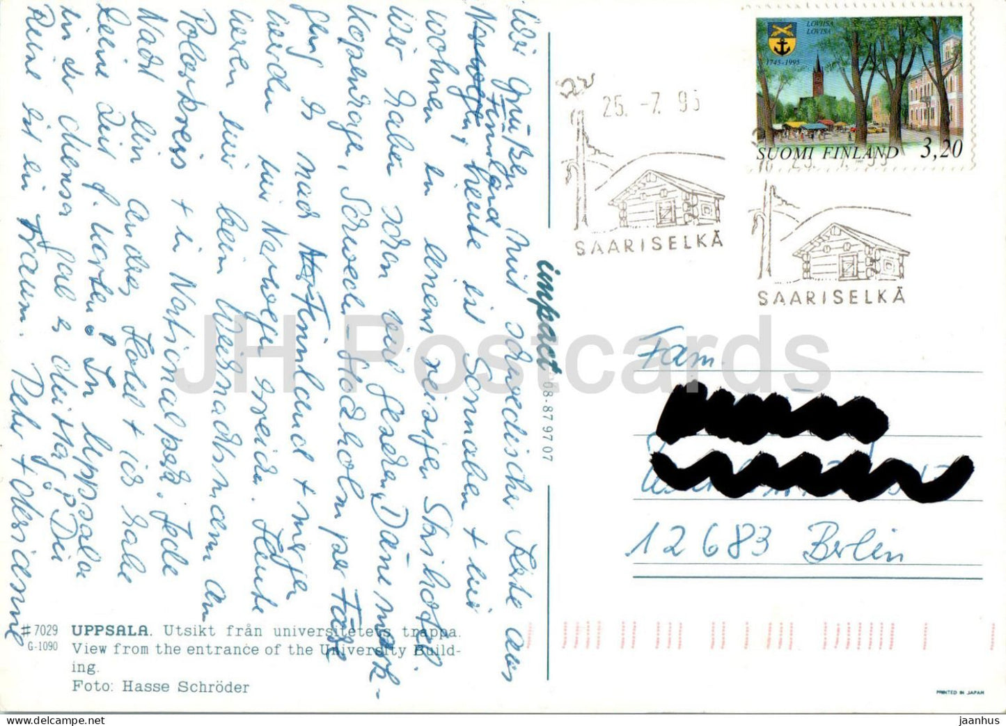 Uppsala - Vue depuis l'entrée du bâtiment universitaire - cathédrale - 7029 - 1995 - Suède - utilisé 