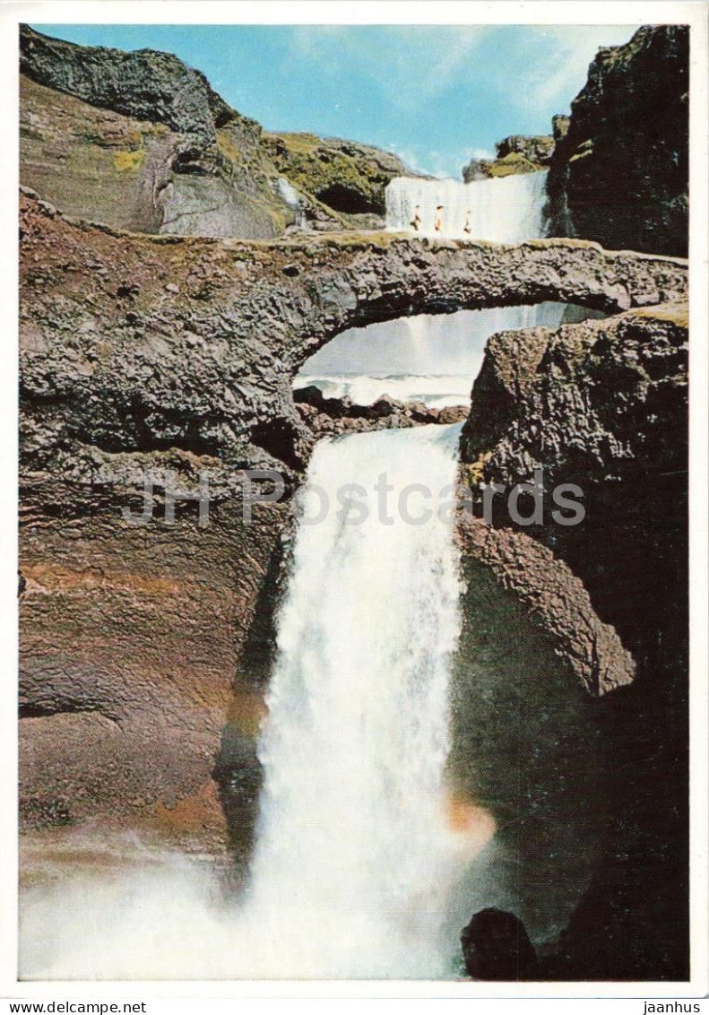 The waterfall Ofaerufoss in Elfgja - 30 km long chasm - Iceland - unused - JH Postcards