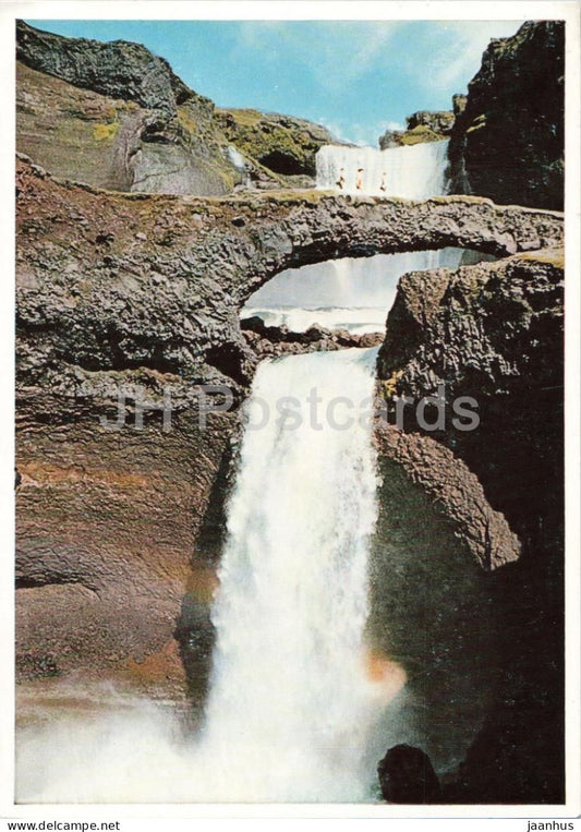 The waterfall Ofaerufoss in Elfgja - 30 km long chasm - Iceland - unused - JH Postcards