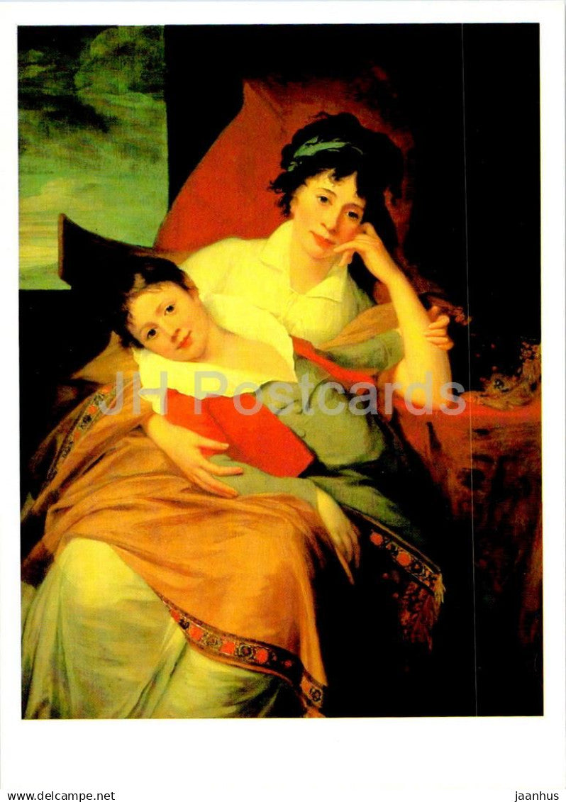 painting by Jean Laurent Mosnier - Portrait of Ekaterina Feodorovna with son - French art - 1989 - Russia USSR - unused - JH Postcards