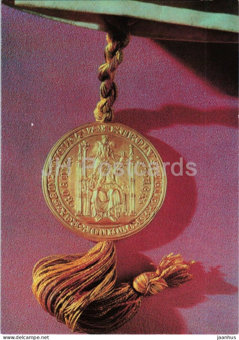 Golden Bull of Charles IV - gold seal from 1351 - Prague Castle archive - Czechoslovakia - unused - JH Postcards