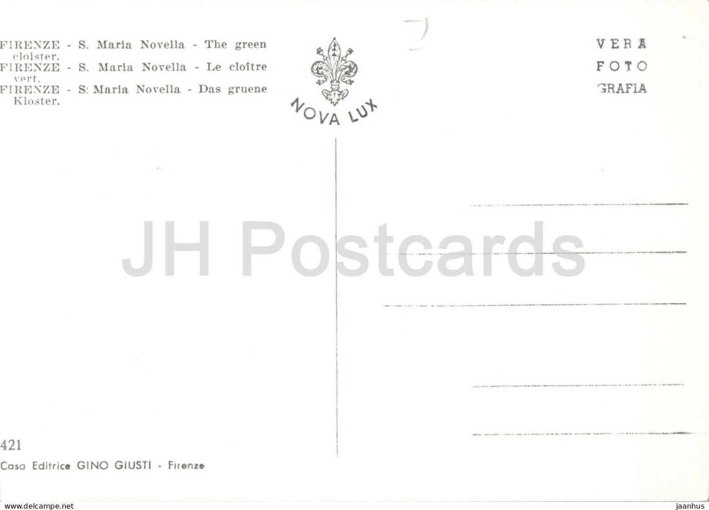 Firenze - Florence - S. Maria Novella - Chiostro Verde - cloister - old postcard - 421 - Italy - unused