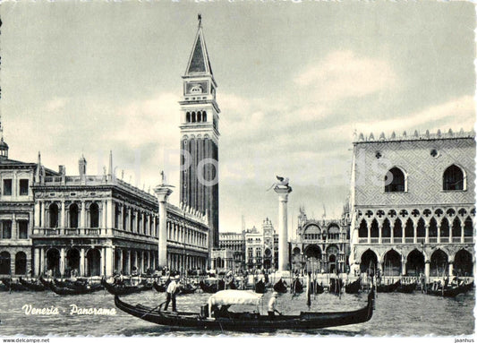 Venezia - Panorama - Venice - gondola - lagoon - bell tower - 6 - old postcard - Italy - unused - JH Postcards