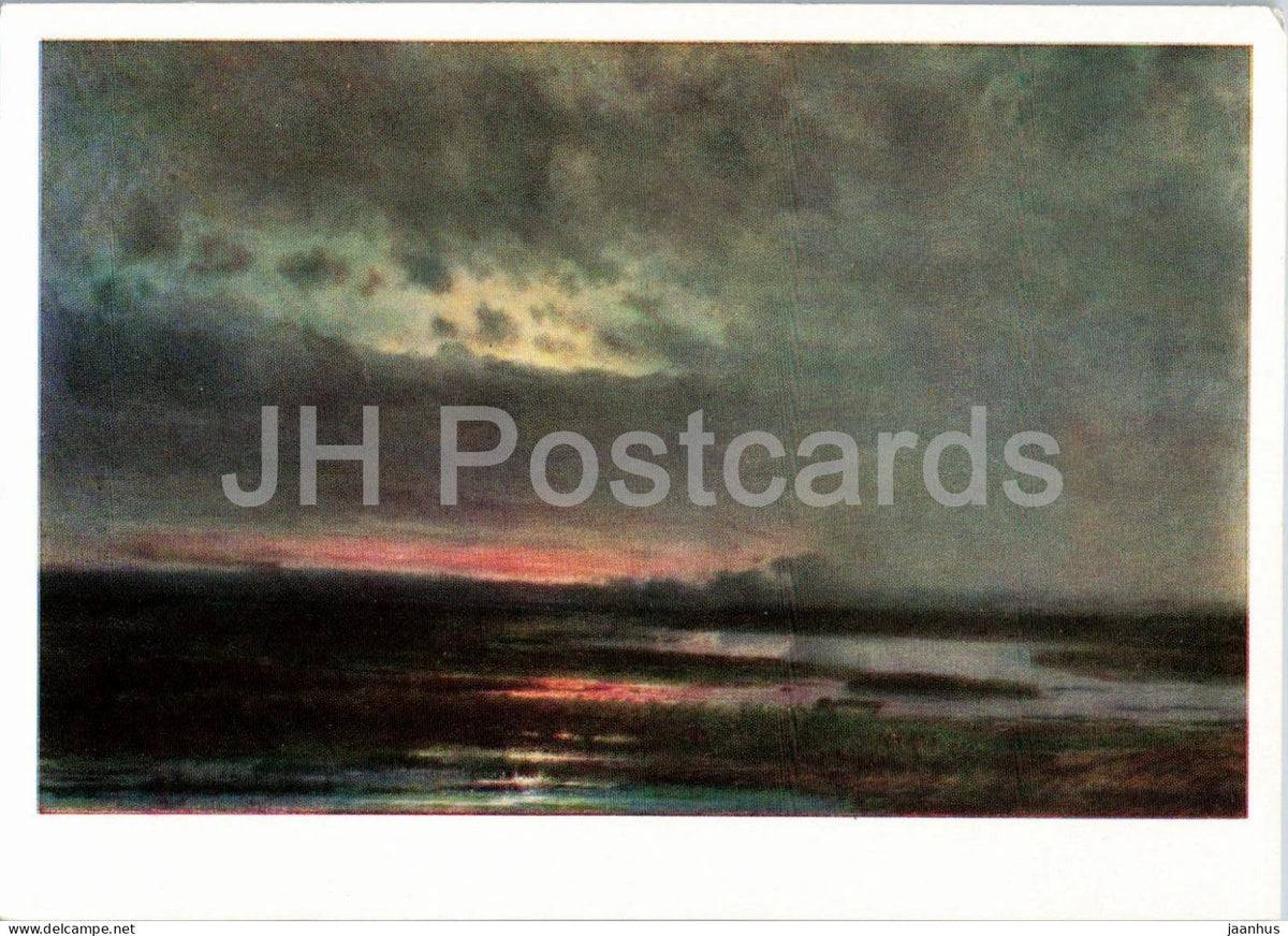 painting by Aleksey Savrasov - Sunset on the Swamp - Sonnenuntergang am Moor - Russian art - 1965 - Russia USSR - unused - JH Postcards