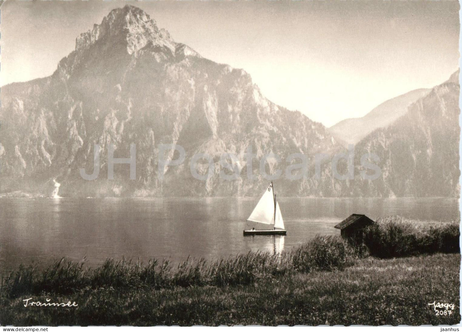 Traunsee - Traunsee Lake - lake - sailing boat - mountain landscape - 2087 - old postcard - Austria - unused - JH Postcards