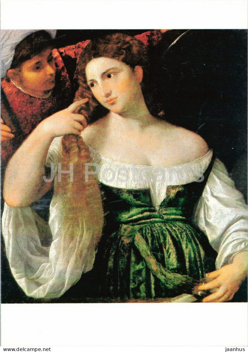 painting by Tiziano Vecellio - Toilet of a Young Woman - Italian art - Czechoslovakia - unused - JH Postcards