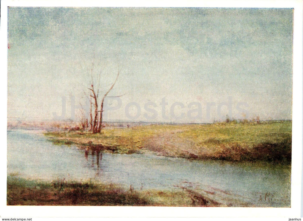 painting by Aleksey Savrasov - Spring - Russian art - old postcard - 1958 - Russia USSR - unused - JH Postcards