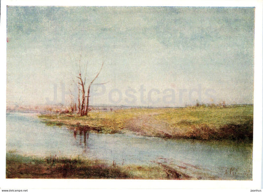 painting by Aleksey Savrasov - Spring - Russian art - old postcard - 1958 - Russia USSR - unused - JH Postcards