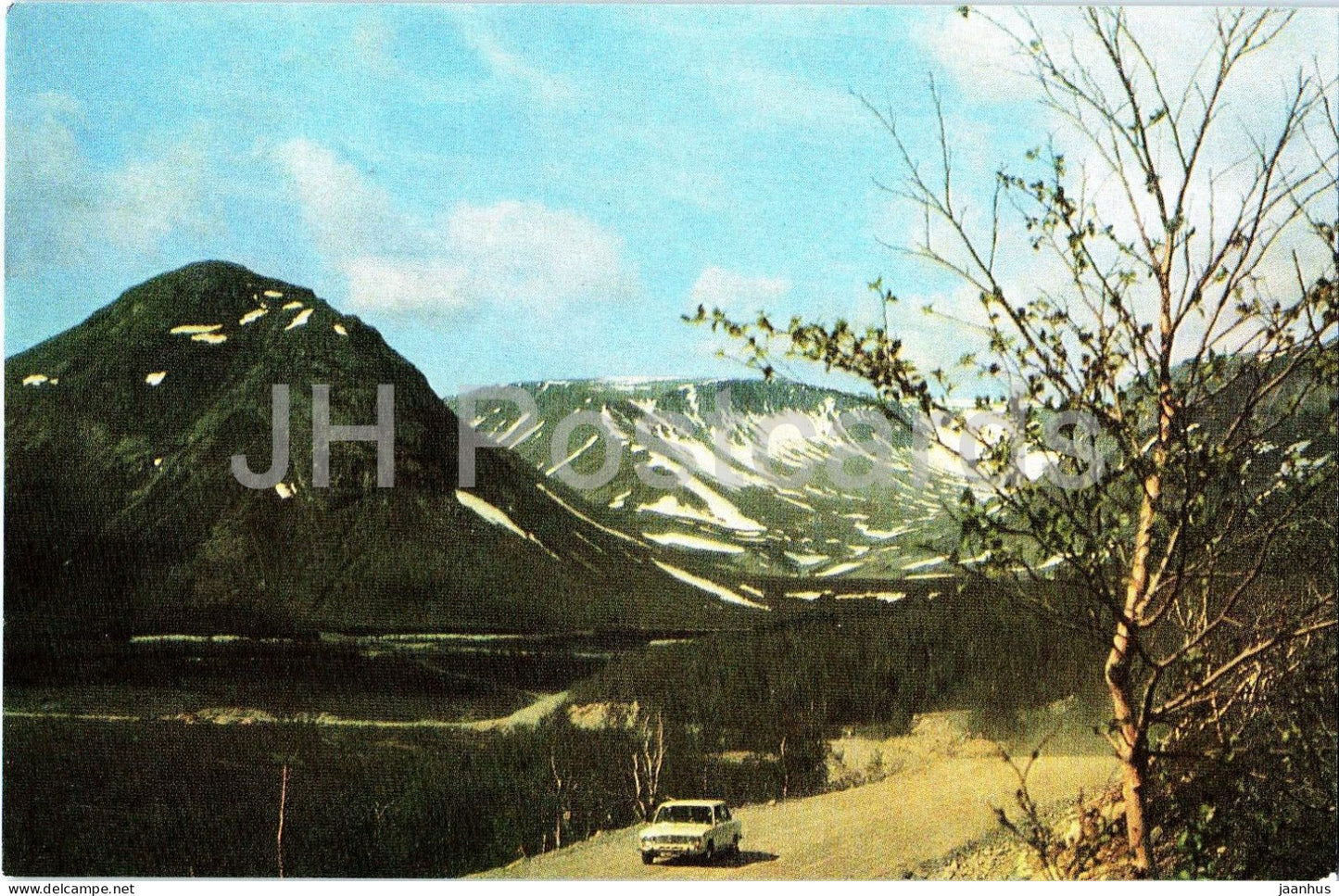 Kirovsk - road to the lake - car - landscape - 1977 - Russia - USSR - unused - JH Postcards