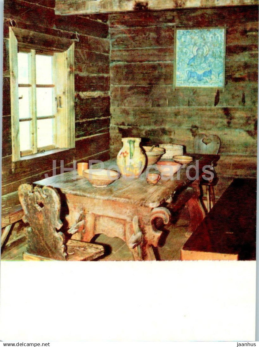 Open air Ethnographic Museum of Lithuania - a farmhouse from Zemaitija - Interior - 1979 - Lithuania USSR - unused - JH Postcards