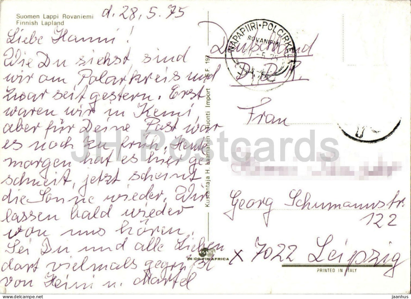Finnisch-Lappland - Suomen Lappi - Rovaniemi - Napapiiri - Polarkreis - Rentier - Multiview - 1975 - Finnland - gebraucht