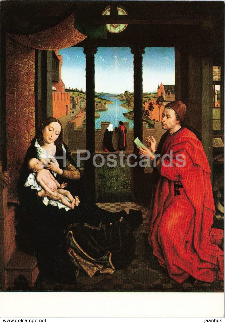 painting by Rogier van der Weyden - St. Luke Drawing the Virgin - Flemish art - 1978 - Belgium - used - JH Postcards