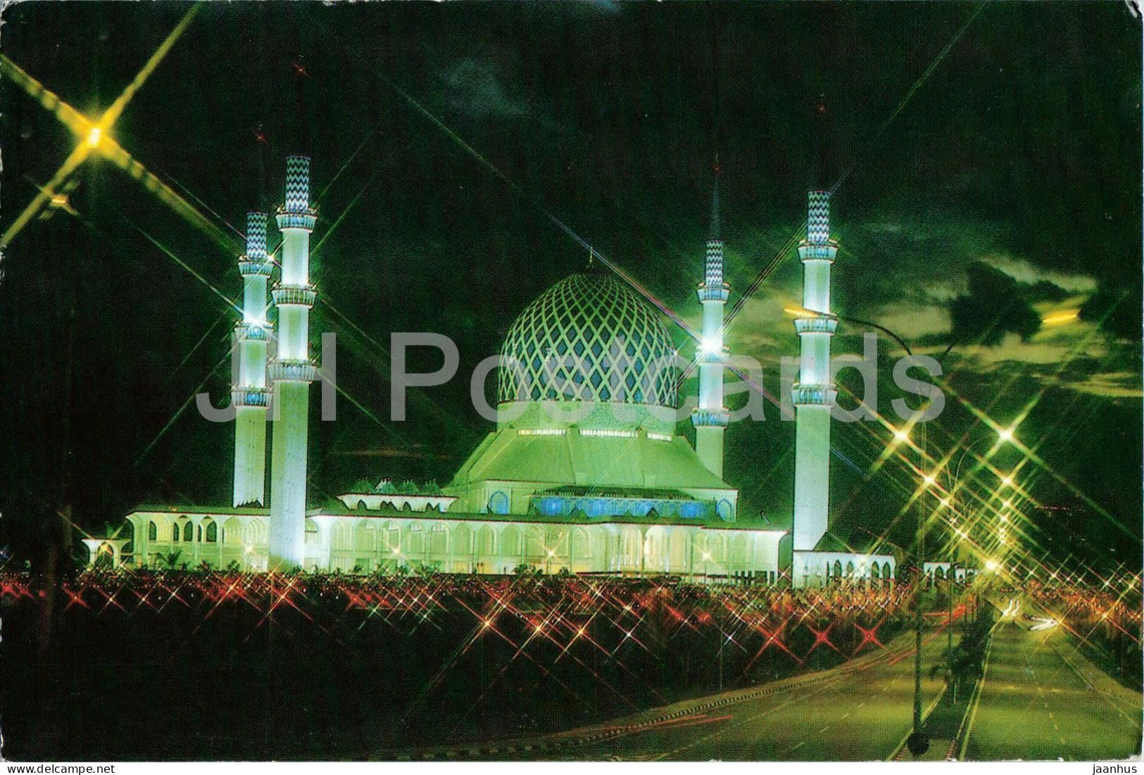 Sultan Salahuddin Mosque Shah Alam - night view - mosque - 1992 - Malaysia - used - JH Postcards