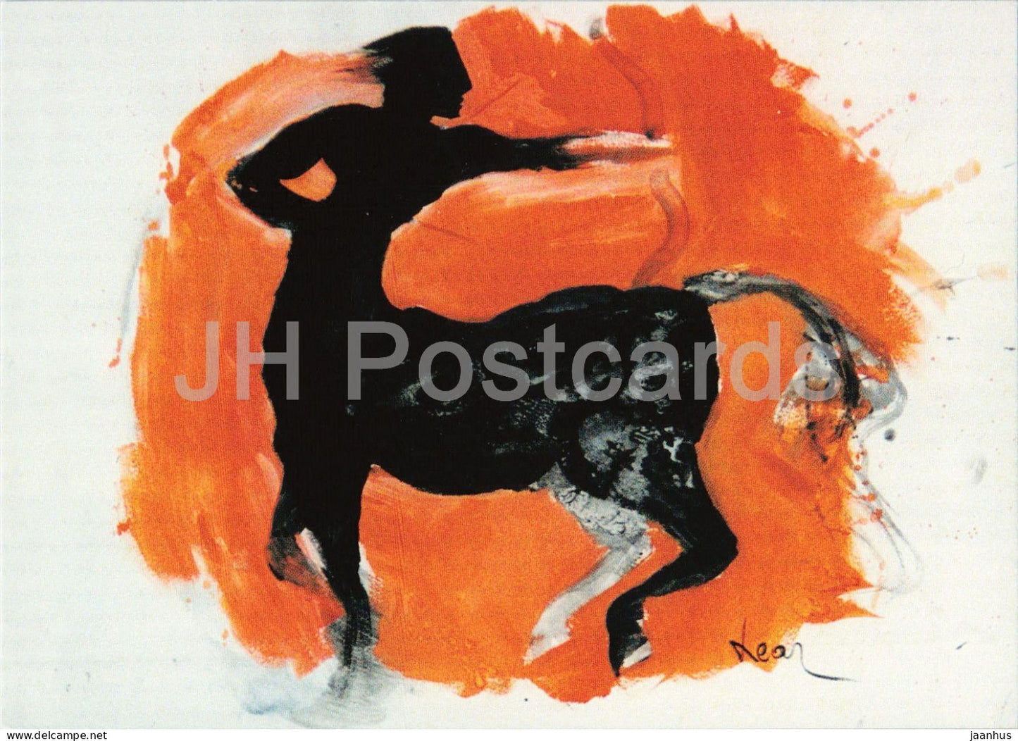 painting by Amanda Lear - Sagittarius - Schutze - zodiac sign - horse - 2000 - Germany - unused - JH Postcards