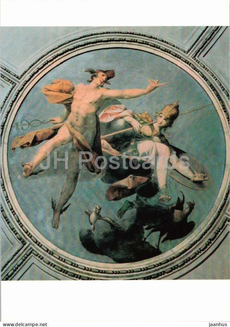 fresco by Bartholomeus Spranger - Hermes and Athena - Prague Castle White Tower - Czechoslovakia - unused - JH Postcards