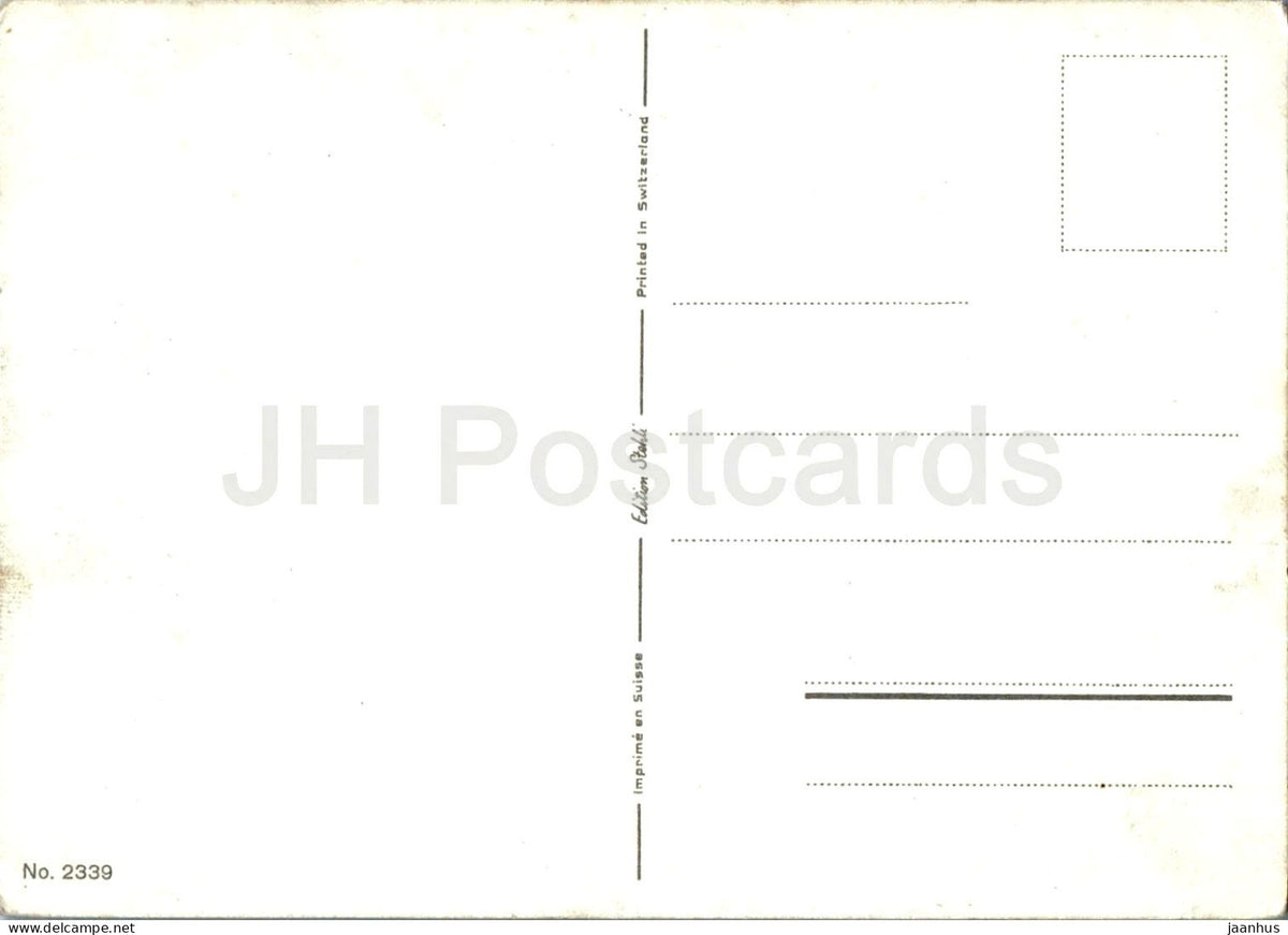 painting by Jacques Bille - farm buildings and country road - old postcard - 2339 - 1940s - Switzerland - unused
