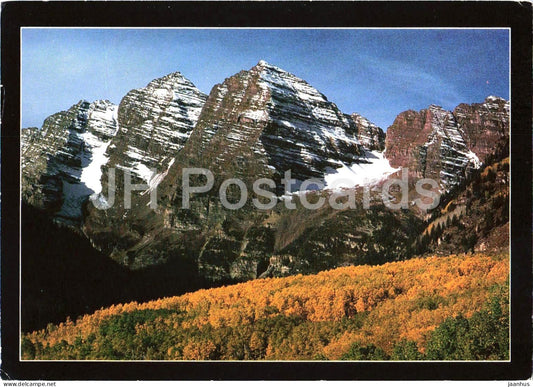 The Maroon Bells Colorado Rockies - mountains - 1992 - USA - used - JH Postcards