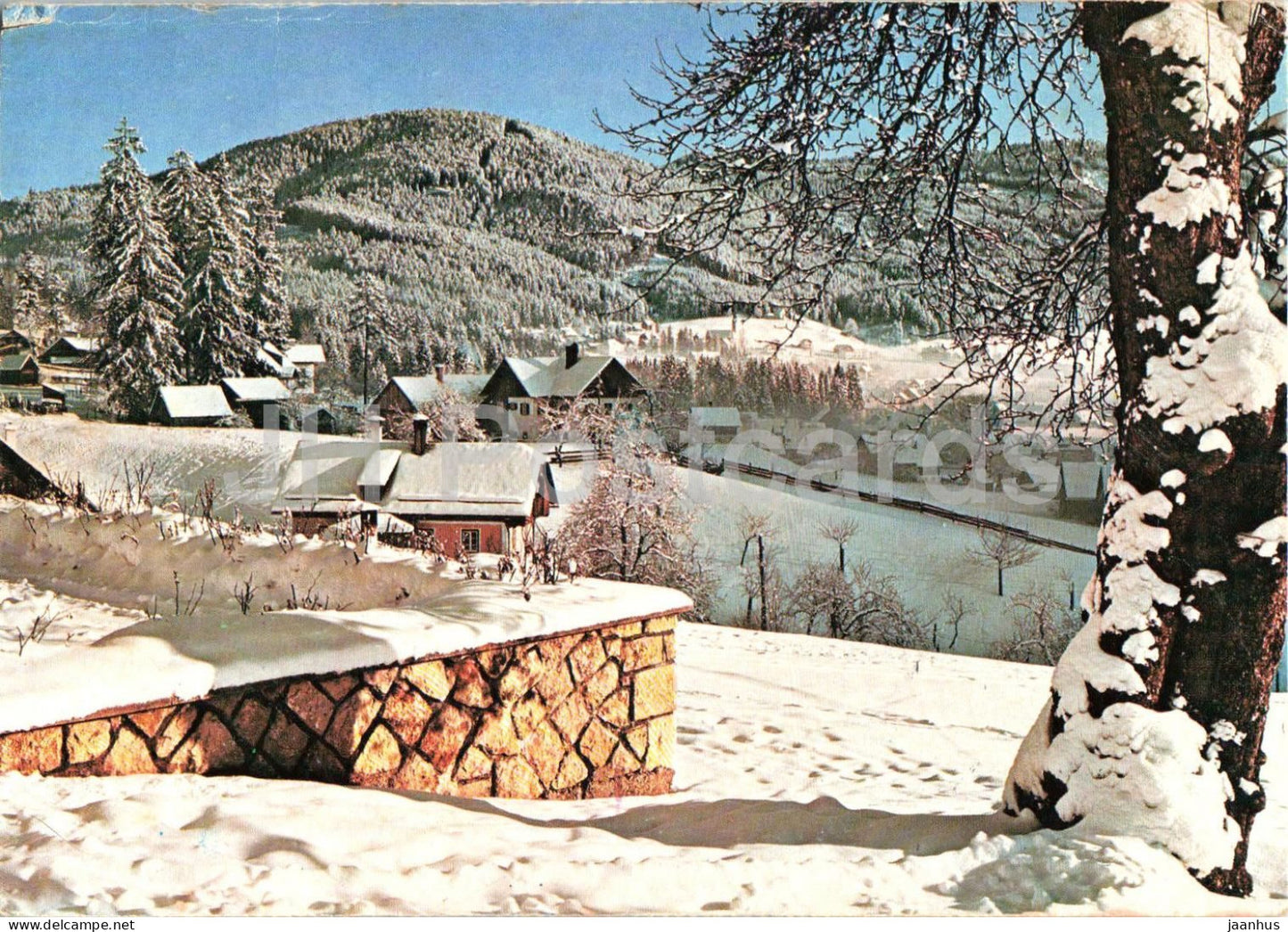 Osterreich im Winter Gosau - Austria in winter Gosau - village mountain snow landscape - 1975 - Austria - used - JH Postcards